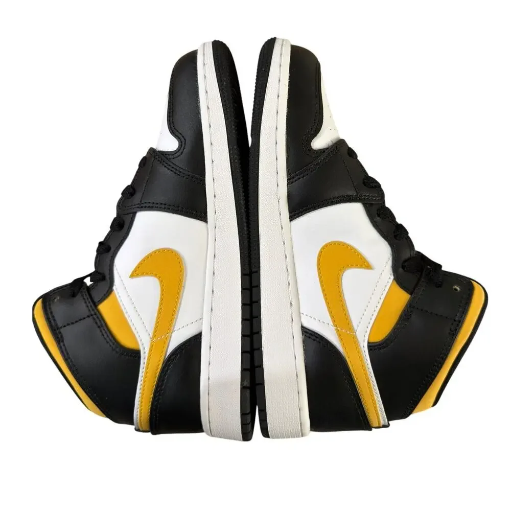 NEW Air Jordan 1 Mid-Top Sneaker White/Pollen-Black Size 4.5Y